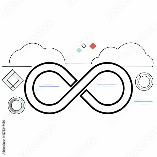Minimalist Infinity Loop Illustration - Continuous Process.