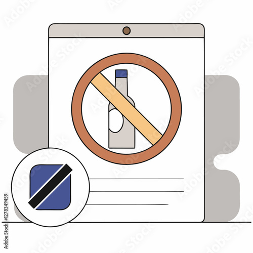 Alcohol-Free Zone: Minimalist Prohibition Sign Vector Graphic.