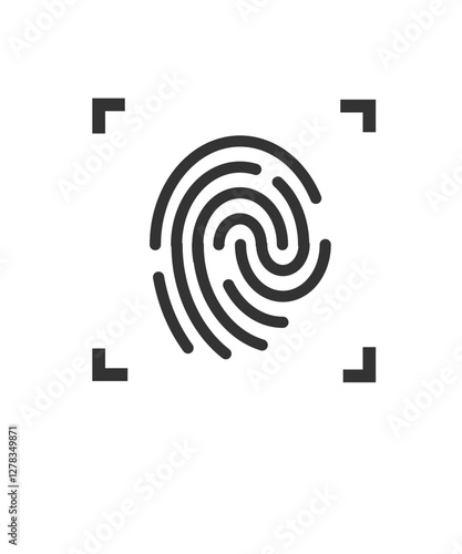 Fingerprint scanner icon with editable stroke stock illustration