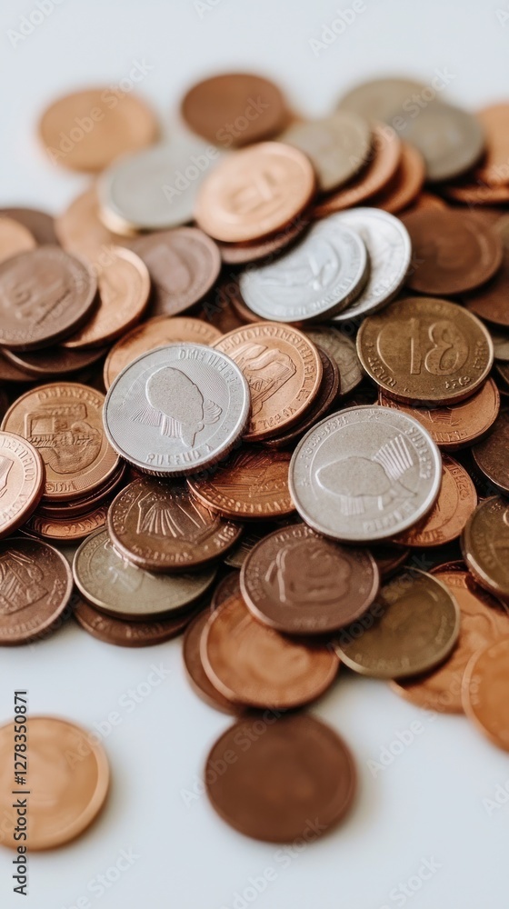 Pile of assorted coins on a white background. Possible use Stock photo for financial concepts Pile of assorted coins on a white background. Possible use Stock photo for financial concepts