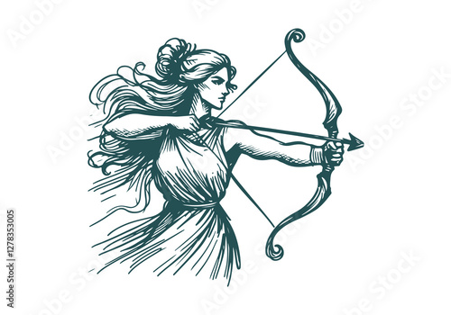Artemis hand drawn sketch vector