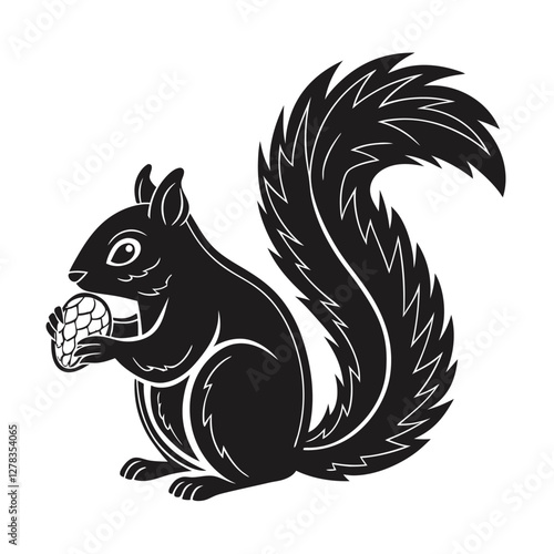 Elegance in Black Squirrel Silhouette Squirrel Icon