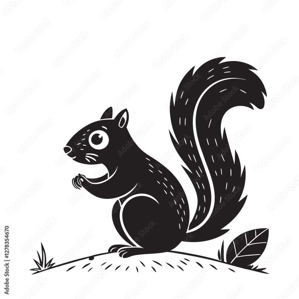 Obraz premium Elegance in Black Squirrel Silhouette Squirrel Icon