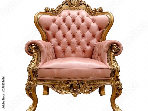 Pink ornate throne chair, luxury interior