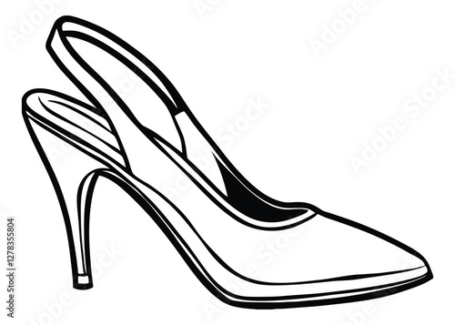 Silhouette of Slingback Heels isolated on a white background