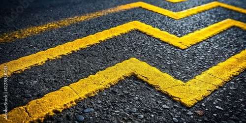 Wallpaper Mural Vibrant Yellow Zigzag Road Marking on Asphalt - Stock Photo Torontodigital.ca