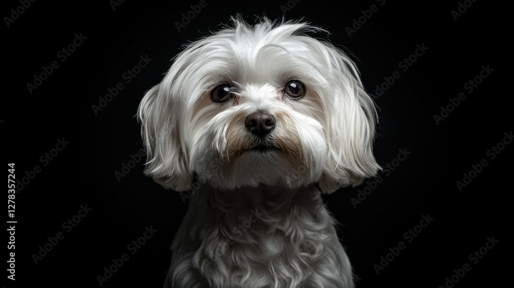 Havanese Dog Portrait - Purebred Pet in Studio. Pedigreed Maltese Mammal Havanese Dog Portrait - Purebred Pet in Studio. Pedigreed Maltese Mammal