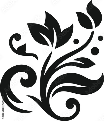 flowers and leaves vector silhouette, vector flower vector leaf or flower elements for design 