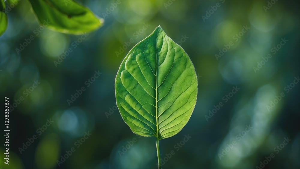 Lush Green Leaf With Detailed Texture In Soft Focus Against A Blurred Natural Background Lush Green Leaf With Detailed Texture In Soft Focus Against A Blurred Natural Background