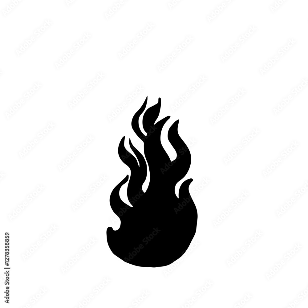 Silhouette of flame with curved tongues of fire rising upwards, representing energy, vitality, and transformative power.