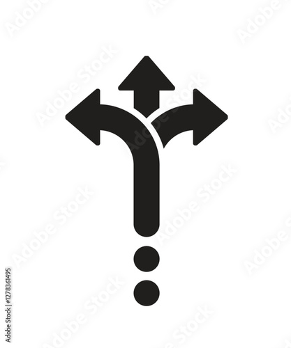 Three way direction arrow icon vector stock illustration