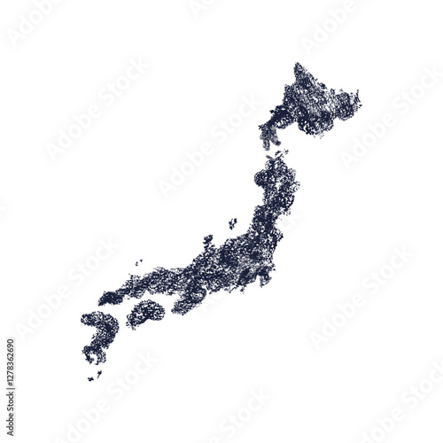 Japan map. Geographic art relief. Abstract island