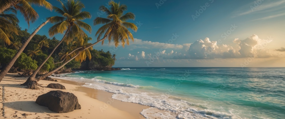custom made wallpaper toronto digitalTropical Paradise with Palm Trees and Serene Waves on Indian Ocean Beach at Sunset