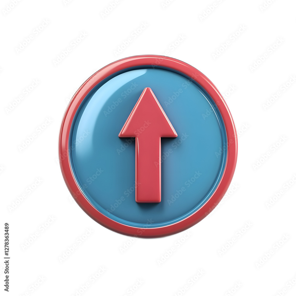3D Rendered Cute Upward Arrow Button Icon Symbol on Isolated White Background 3D Rendered Cute Upward Arrow Button Icon Symbol on Isolated White Background