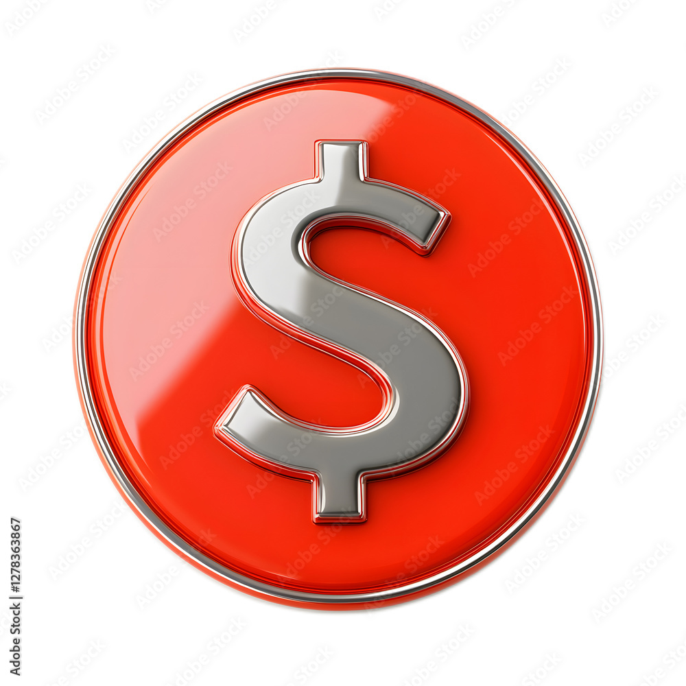 3D Rendered Dollar Symbol Button on White Background 3D Rendered Dollar Symbol Button on White Background