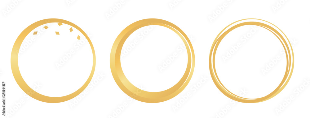 Set of gold circle ring signs isolated on white background vector. Set of gold circle ring signs isolated on white background vector.