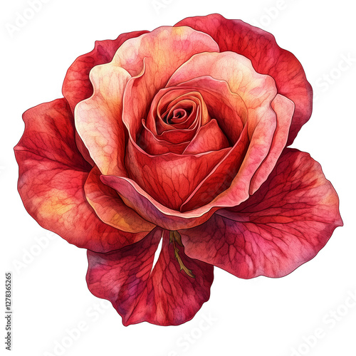 Elegant Rose Illustration: A High-Detail Digital Flower with Soft, Delicate Shading