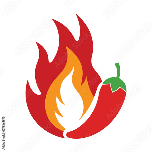 "Spicy Food Symbol - Hot Pepper and Fire Icon for Heat & Flavor"

