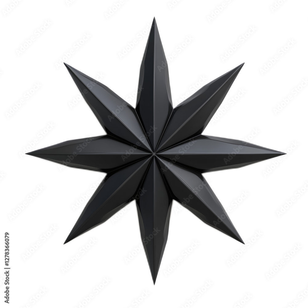 Fototapeta premium Abstract Geometric Black Star Shaped Silhouette Minimalist Design Graphic Element