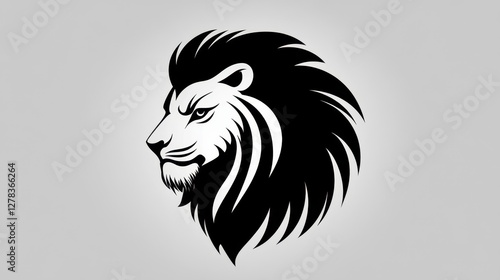 Wallpaper Mural Lion head silhouette, black and white tribal style animal illustration, vector graphic lion. Torontodigital.ca