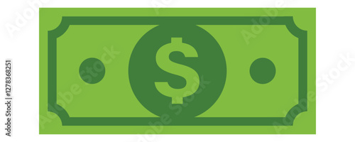 Dollar money icon vector, flat style dollar money icon vector isolated on white background.