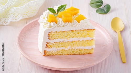 A Delectable Slice of Pineapple Cake with Whipped Cream