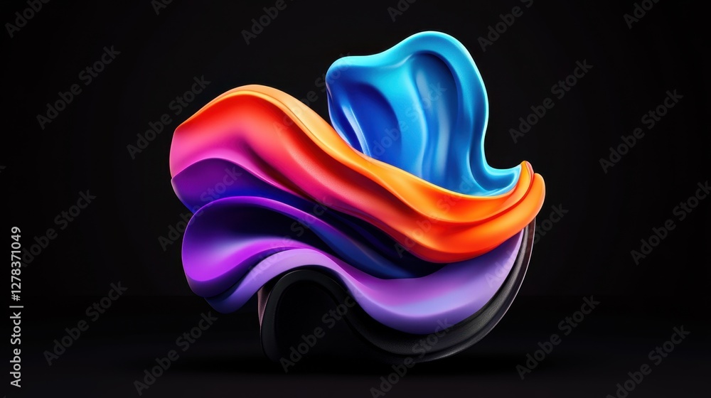 Obraz premium Abstract 3D clay connectivity icon, visually striking and full of energy.