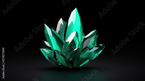 Abstract wallpaper showcasing a crystalline emerald green geometric structure.
