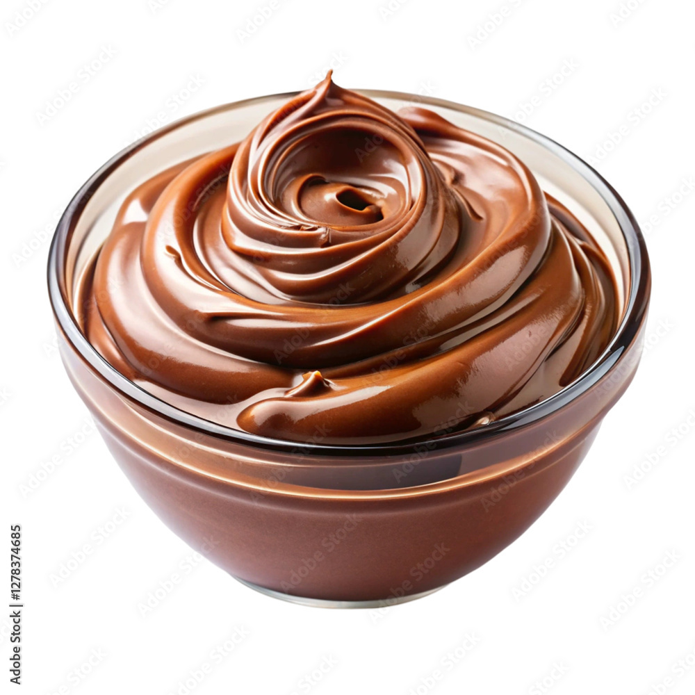 a delicious chocolate spread in a bowl on a transparent background a delicious chocolate spread in a bowl on a transparent background