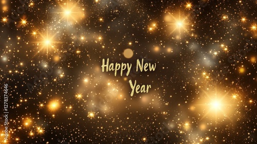 Wallpaper Mural Golden sparkling Happy New Year greeting card. Torontodigital.ca