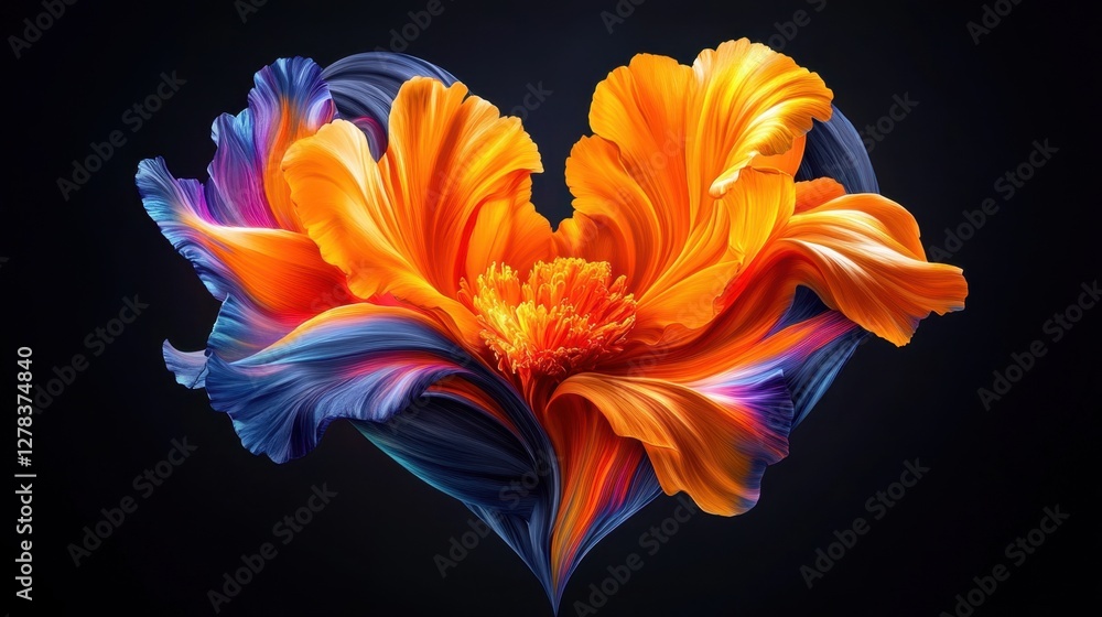 Obraz premium Whimsical yellow floral swirls blending into a luminous heart.