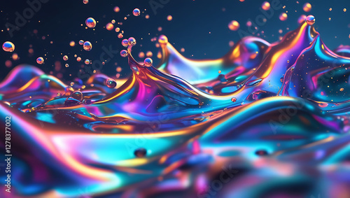 cool splattered splash liquid background, created by generative ai