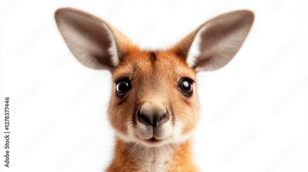 Kangaroo with expressive gaze isolated on a pristine white background Kangaroo with expressive gaze isolated on a pristine white background