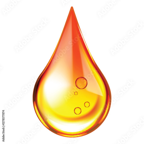 A realistic drop of oil is isolated on a white background.