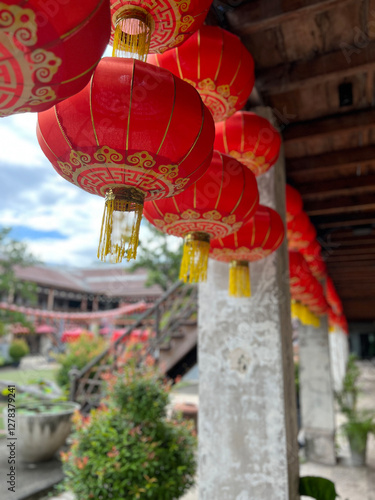 Obraz na płótnie Lanterns at Mazu Shrine at Lhong 1919 in Bangkok w salonie
