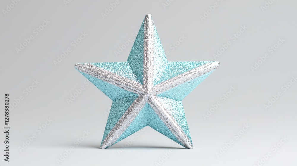 Sparkling blue star decoration home 3d render modern atmosphere centered view festive concept Sparkling blue star decoration home 3d render modern atmosphere centered view festive concept