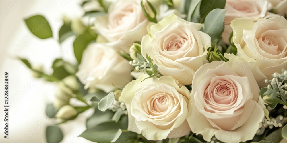A beautiful bouquet of soft pink and white roses sits elegantly arranged in a simple style. This floral composition captures beauty and freshness perfectly. Ideal for celebrations or home decor. AI A beautiful bouquet of soft pink and white roses sits elegantly arranged in a simple style. This floral composition captures beauty and freshness perfectly. Ideal for celebrations or home decor. AI