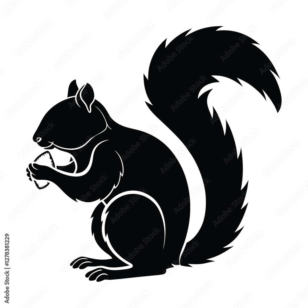 Obraz premium Elegance in Black Squirrel Silhouette Squirrel Icon