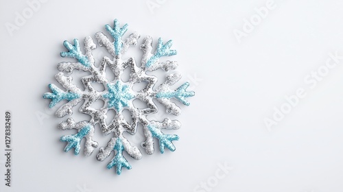 Delicate snowflake design winter wonderland digital art minimalist background close-up nature's beauty