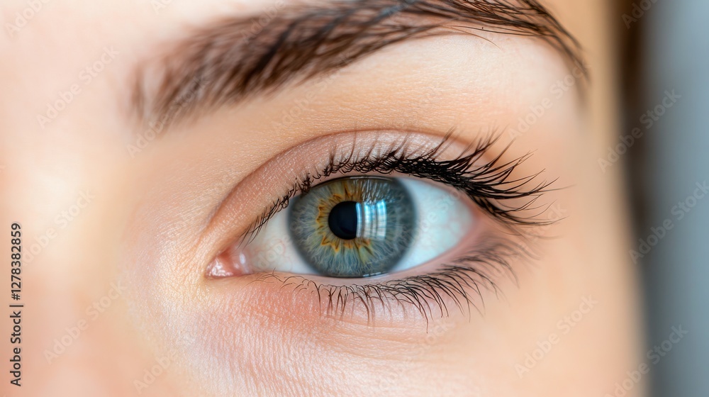 Stunning macro view of a blue eye reflecting a vision of the future