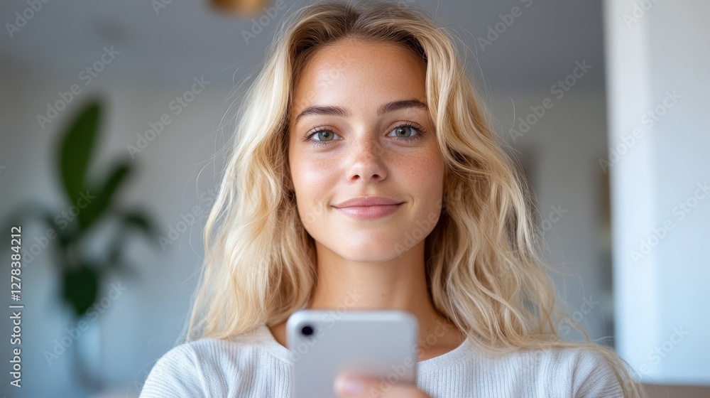 Beautiful woman enjoying music while working out in a cozy living room Beautiful woman enjoying music while working out in a cozy living room