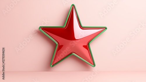 Artistic red star decoration on soft pink background creative design contemporary aesthetic minimalist viewpoint