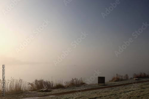 Wallpaper Mural Fields in the Eendragtspolder full of frost in the fog on a cold February morning in Zevenhuizen near the Willem-Alexanderbaan rowing course Torontodigital.ca