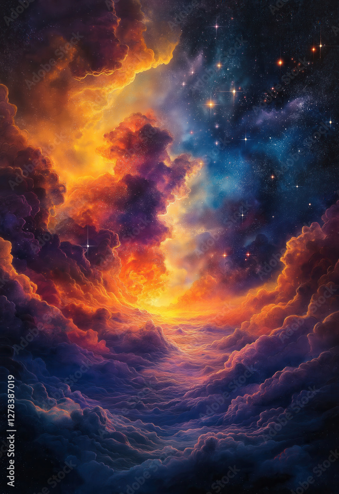 Colorful cosmic nebula fills the vast universe. Colorful cosmic nebula fills the vast universe.