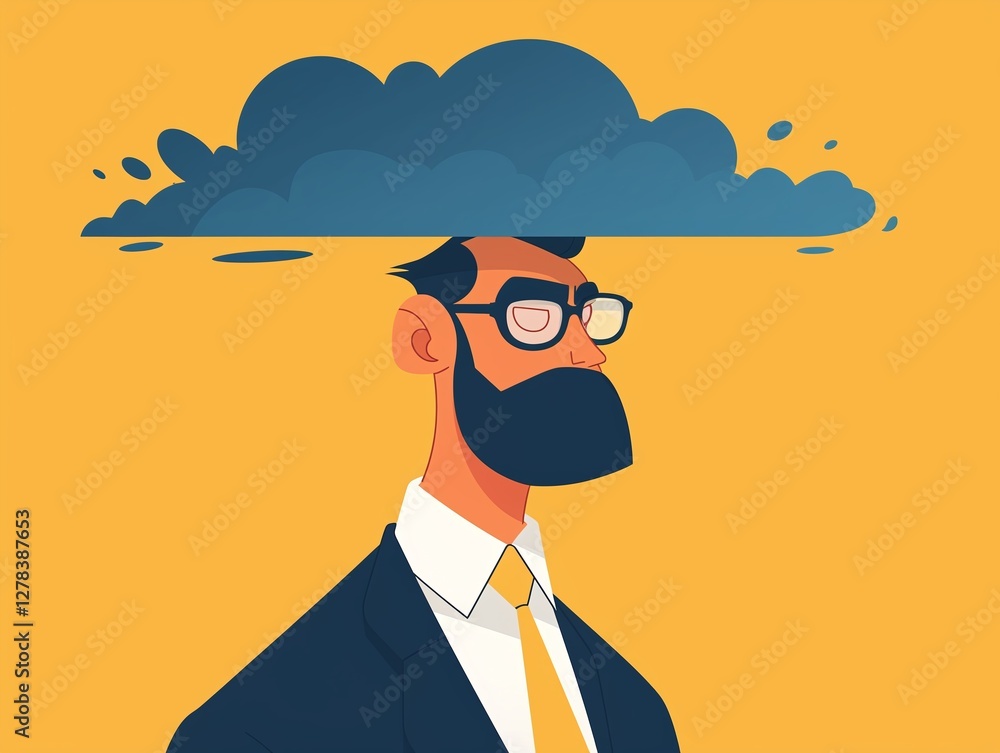 Conceptual illustration of mental struggle showcasing emotions and thoughts in abstract form Conceptual illustration of mental struggle showcasing emotions and thoughts in abstract form