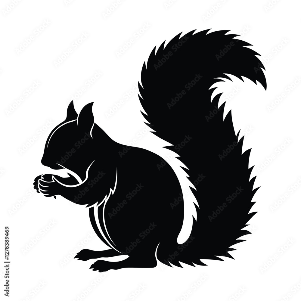 Obraz premium Elegance in Black Squirrel Silhouette Squirrel Icon