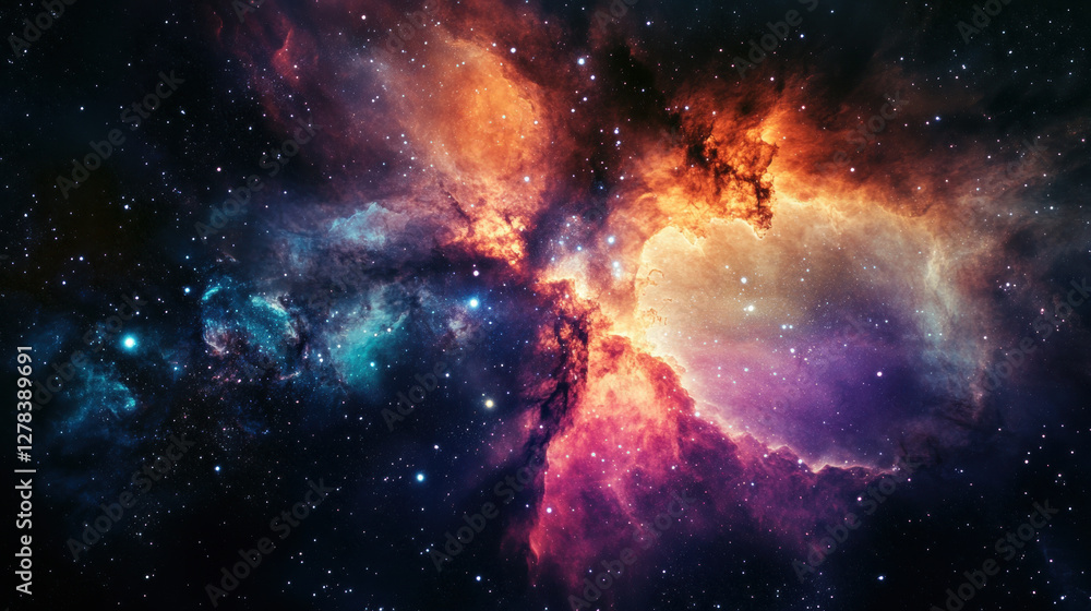 Obraz premium VibrantNebulainDeepSpace