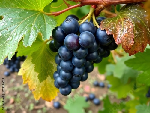 Wallpaper Mural Concord grapes harvested at dawn, amidst dewy vines Torontodigital.ca