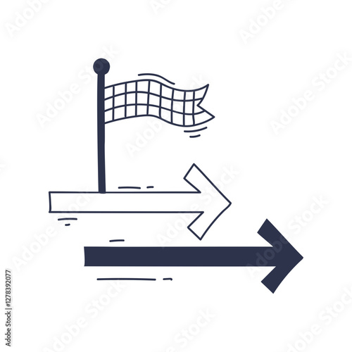 Illustration of a flag with arrows symbolizing direction and goals.