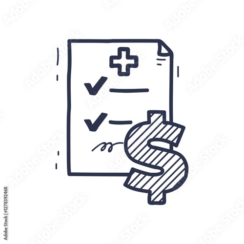 Illustration of a medical bill with a dollar sign, symbolizing healthcare costs.